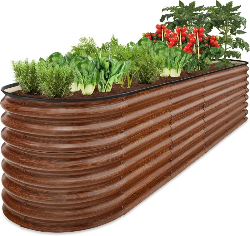 8x2x2ft Metal Raised Garden Bed - Oval Planter Box for Vegetables & Herbs - Image 14