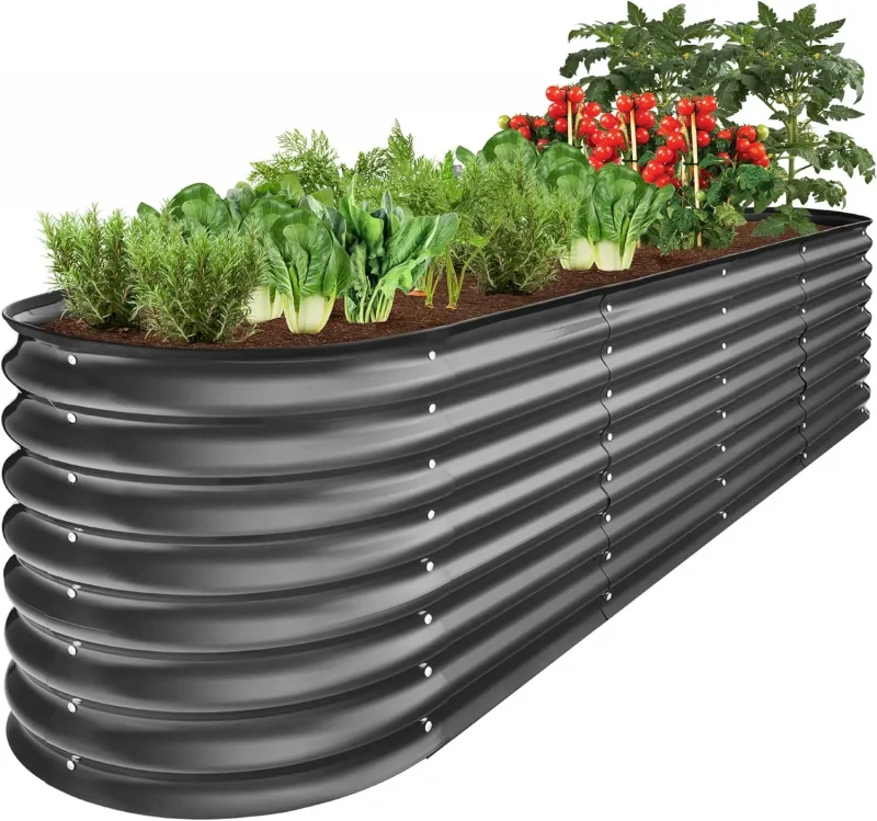 8x2x2ft Metal Raised Garden Bed - Oval Planter Box for Vegetables & Herbs - Image 8